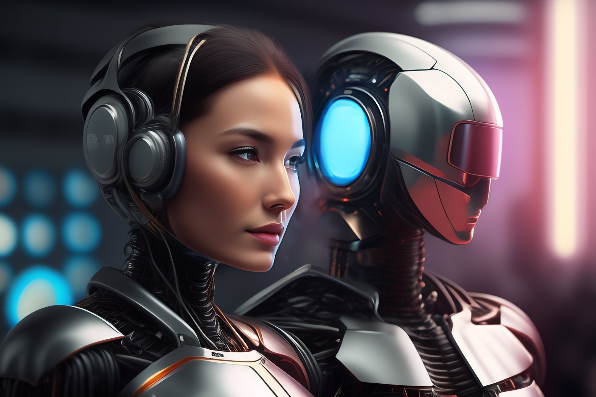 mujer-robot-auriculares